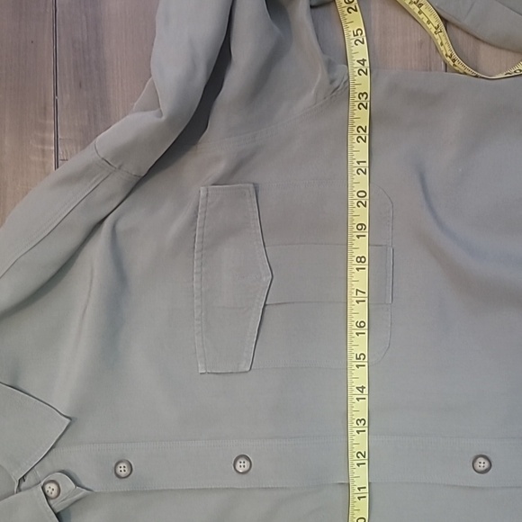 Tommy Bahama 100% silk olive green long sleeve shirt size XL 2 pockets vacation - Picture 10 of 14